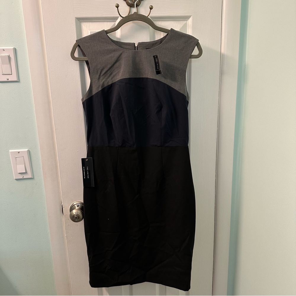 NWT! The Limited Block Color Pencil Dress, size 6, gray, black and navy